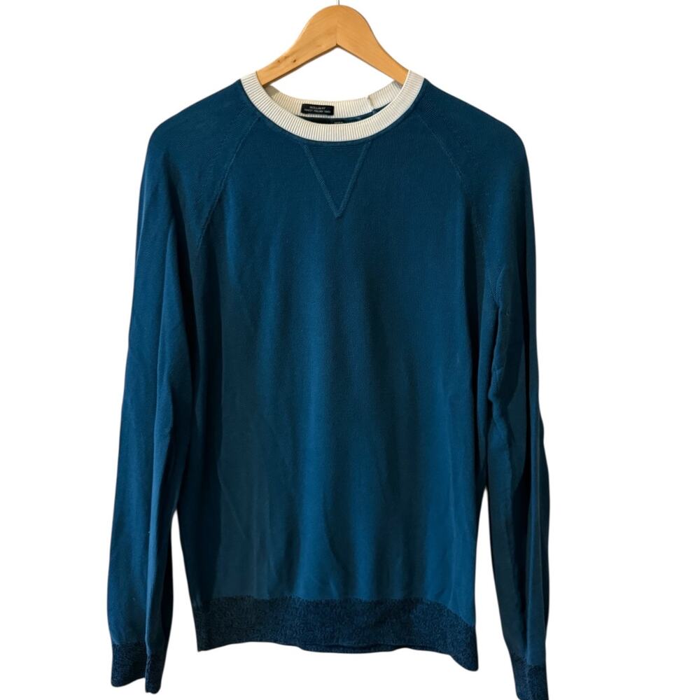 Boss Lightweight Textured Crewneck Sweater Turquoise Blue L